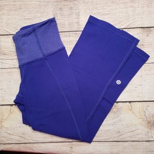 LULULEMON purple back slip stripe waistband cropped athletic leggings 2